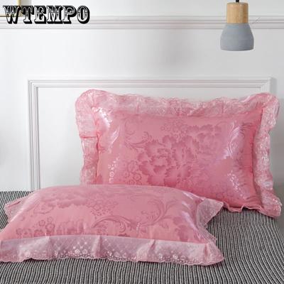 2Pcs Satin Jacquard Pillowcase One Pair Patterned Students Dormitory Bedroom Pillowcases Pillow Covers