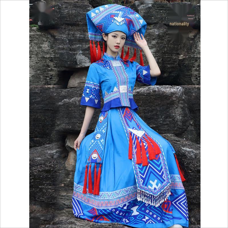 Zhuang Ethnic Dance Performance Costume Set