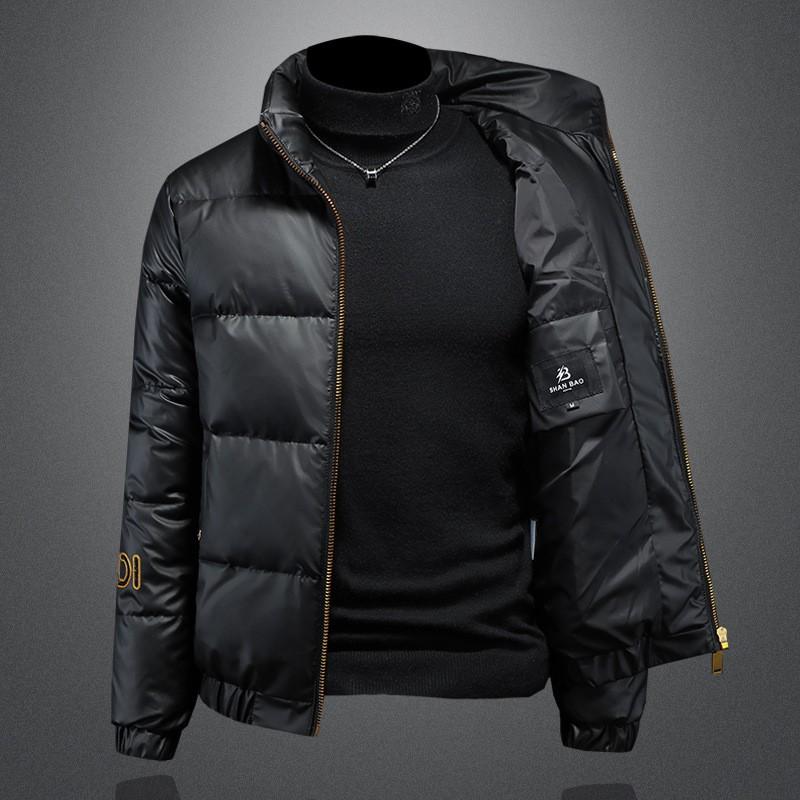 Winter Mens 90 White Duck Down Jacket Stand Collar Shiny Warm Casual Coat Y9531