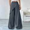 Women's Casual Fashion -Color Elastic Waistband Wide-Leg Straight-Leg Pants With Pockets