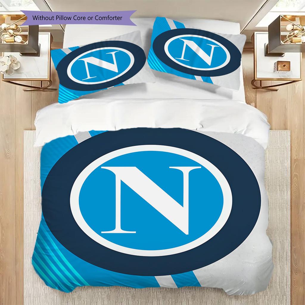 SSC Napoli Muster Bettwäsche Steppdecke Set Bettbezug Kissenbezug Heimdekoration Geburtstagsgeschenk (1 Bettbezug + 2 Kissenbezüge, ohne Füllung)