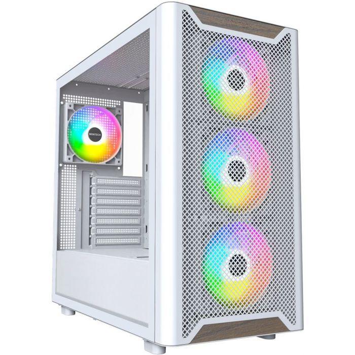 Unite centrale seule - mini pc Montech Boîtier PC XR Wood, Midi-Tour, ATX, ARGB, verre trempé - blanc