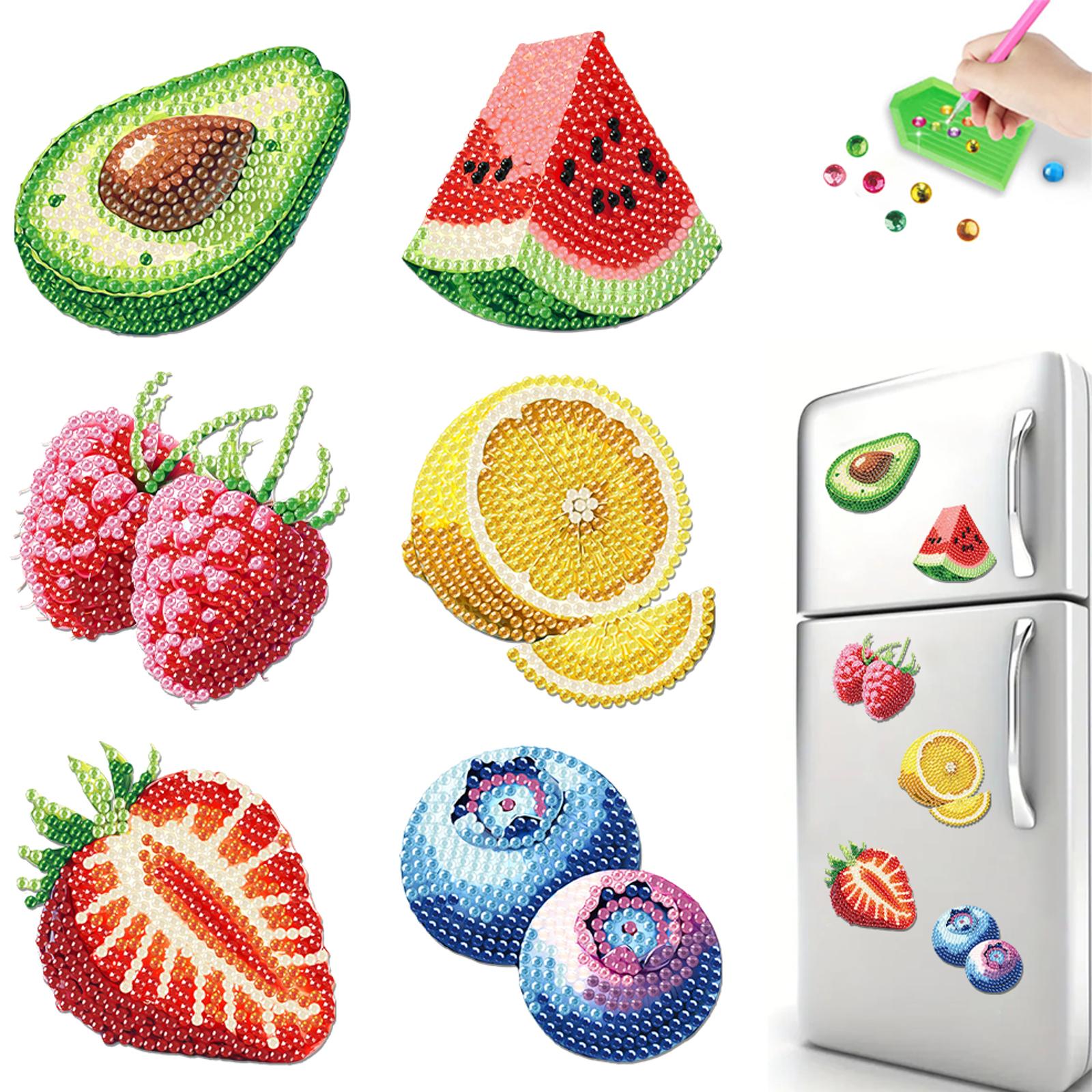 

6Pcs 2D/Flat DIY Crystal Sparkling Diamond Magnets Set Diamond Painting Magnets Kit for Holiday Festive Parties