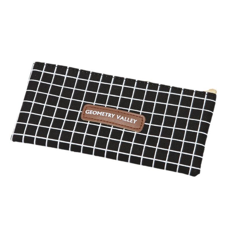 Creative Minimalist Korean-Style Canvas Pencil Case for Girls - Large Capacity Stationery Bag