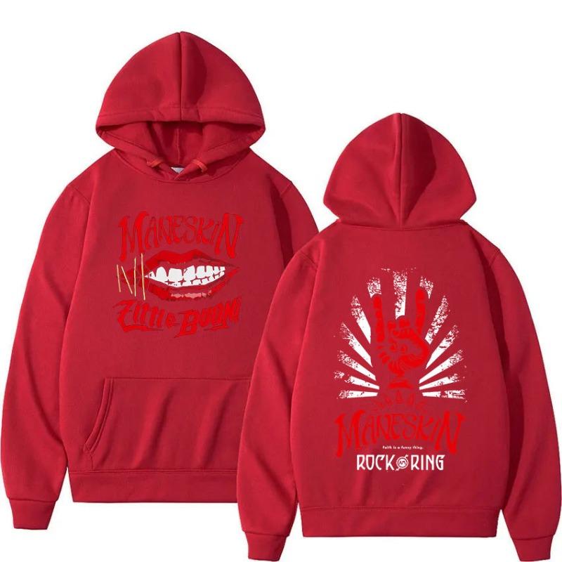 Italienische Rockband Maneskin Welttournee Hoodie Herren Hüftdruck Hoodies Herren Fleece Sweatshirt Hip Hop Casual Hoodie Vintage Pullover