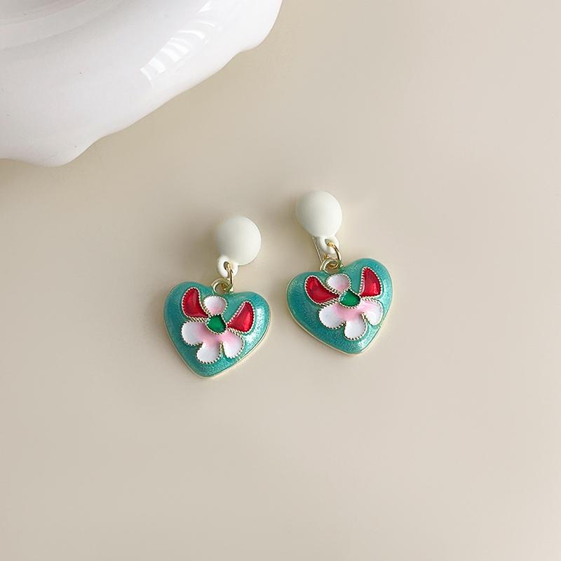 Dripping Enamel Flower Series Real 925 Silver Gold Plant Stud Earrings For Women Small Niche Accessories