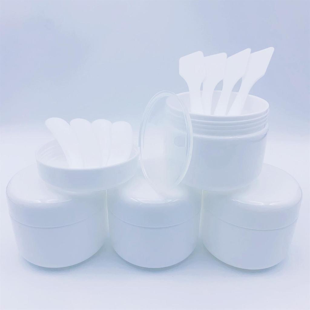 4pcs Cosmetic Containers With 8pcs Spatula, Leakproof Empty Jars For Makeup Samples, Creams, Face Masks, Eye Creams