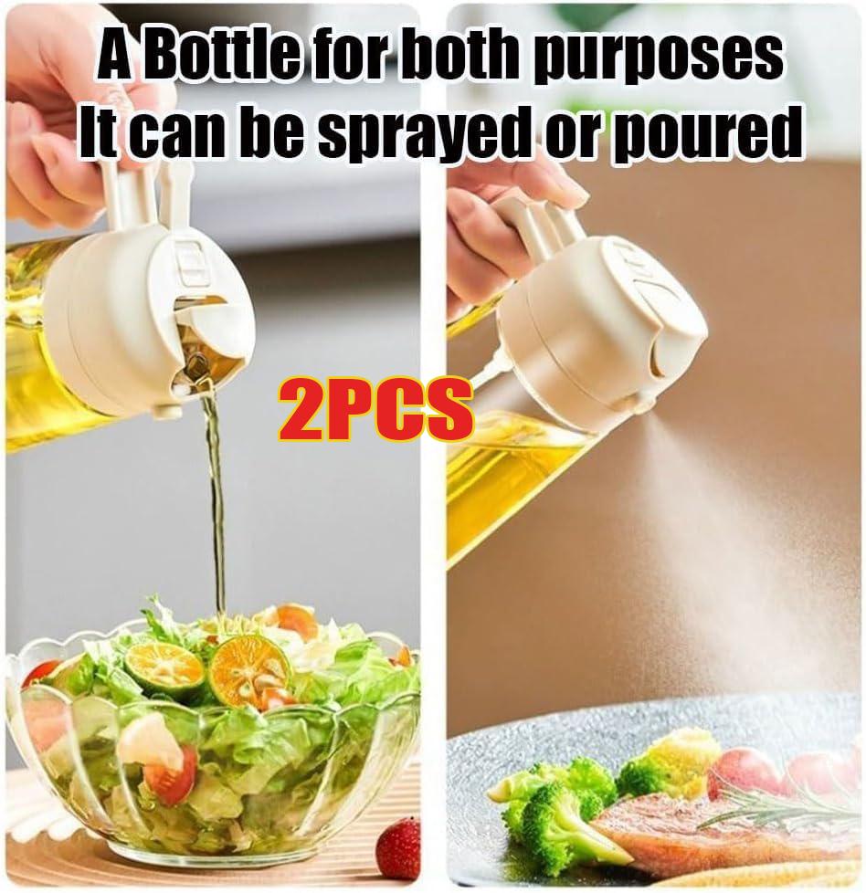2 in 1 Gieß-Sprüh-Sprüher Küche Fritteuse Luftsprühölspenderflasche für Olivenöl Kochen Braten BBQ Camping Großes Fassungsvermögen