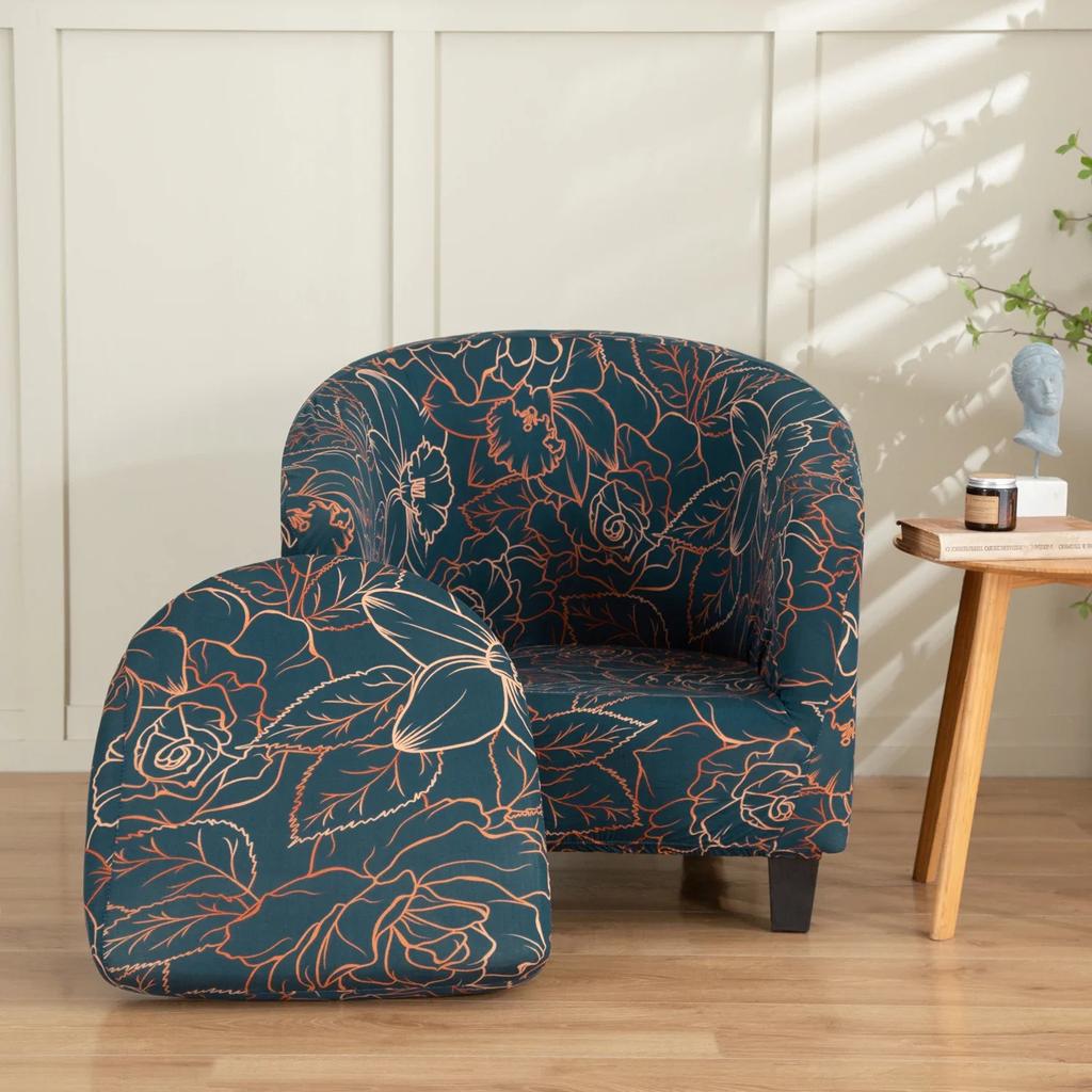 LANMOLIFE Elastic All Inclusive Single Half Round Armchair Sofa Cover Removable Couch Cover for Club Counter