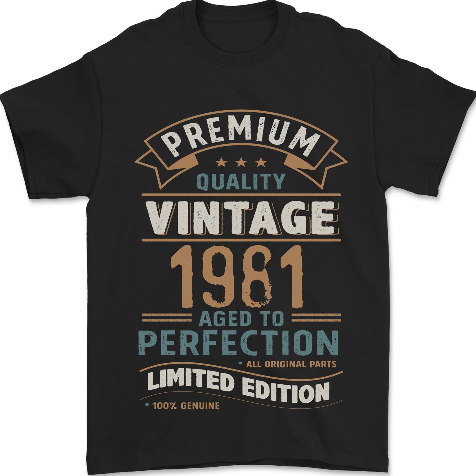 

Premium Vintage 45th Birthday 1981 Mens T-Shirt 100% Cotton 5XL різнокольоровий