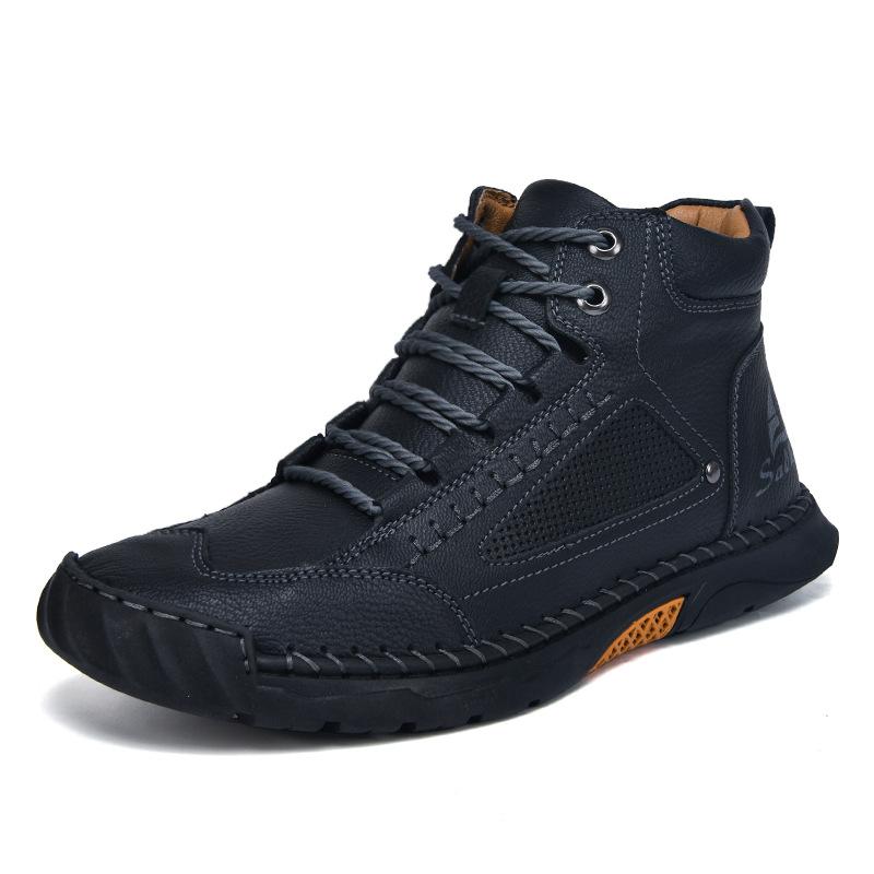 Men's Ankle Boots Luxury Handmade Leather Boots Fashion Casual High-Top Boots High Quality Men Sneakers Big Size48 Botas Hombre