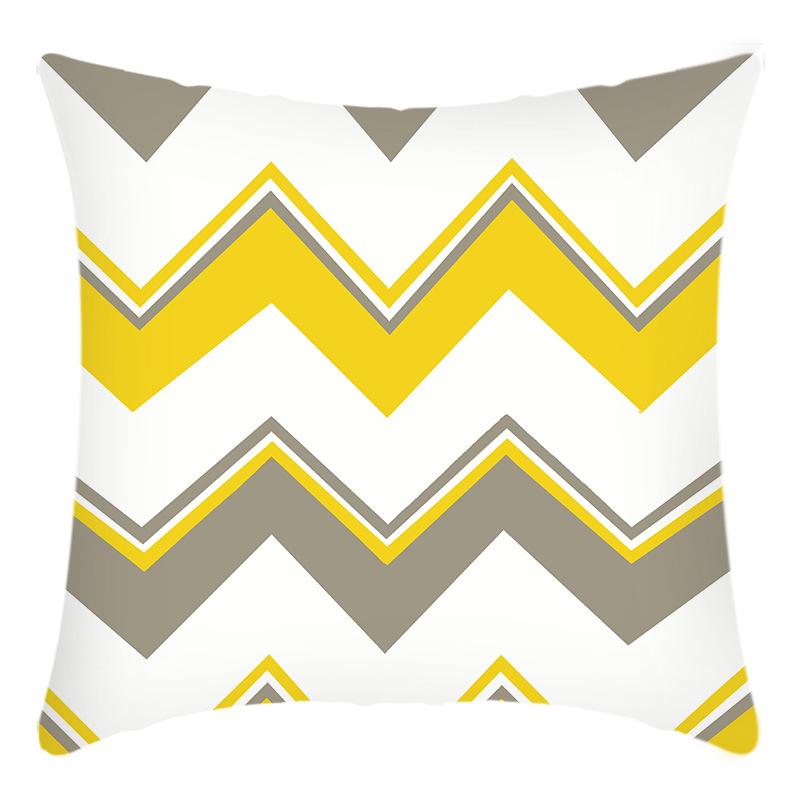 New Green Plant Letter Print Yellow Daisy Chrysanthemum Print Cushion Home Sofa Cushion Cover