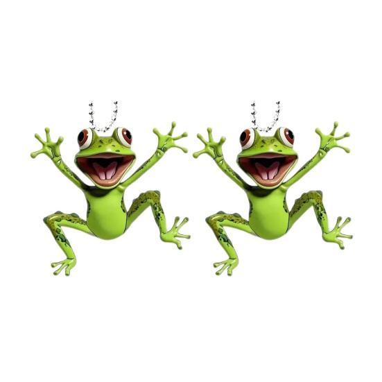 1/2/3/4/5Pcs 2D Acrylic Frog Hanging Decoration with Beaded Chain Car Rearview Mirror Hanging Ornament Charm Pendant Car Interior Accessory