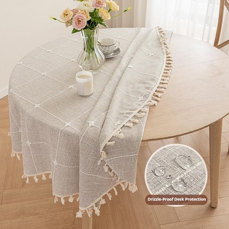 Round Tablecloth Waterproof and Dustproof Coffee Table Cloth Jacquard Tablecloth Wear-resistant and Non-slip Large Round Tablecloth