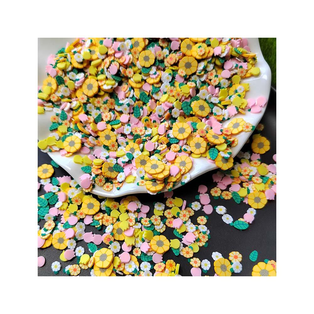 Flower Clay Slices Mixed Flower Non Edible Sprinkle Spring Themed Polymer Clay Sprinkles for Nail Art Supplies, Shaker and Slime
