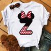 Cute Unisex Tee Cartoon Mickey Mouse Blouse Tops Letter Print T-Shirt Minnie White Tshirt Loose Hippie Clothes