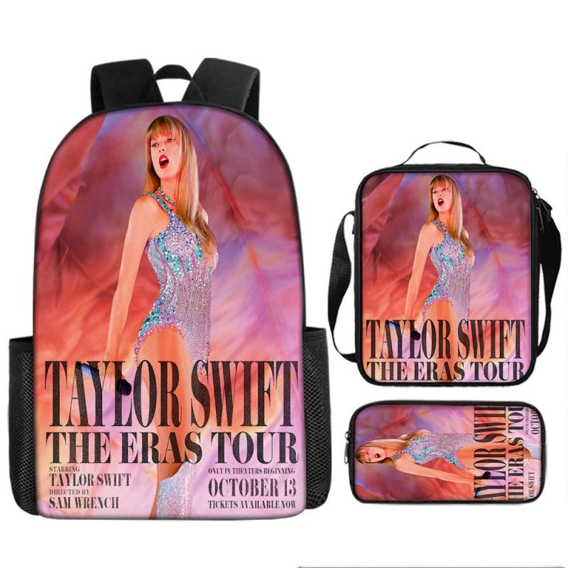 Taylor Swift Themed Kids School Backpack Set Elementary Students Oxford Fabric Breathable Lightweight With Padded Straps