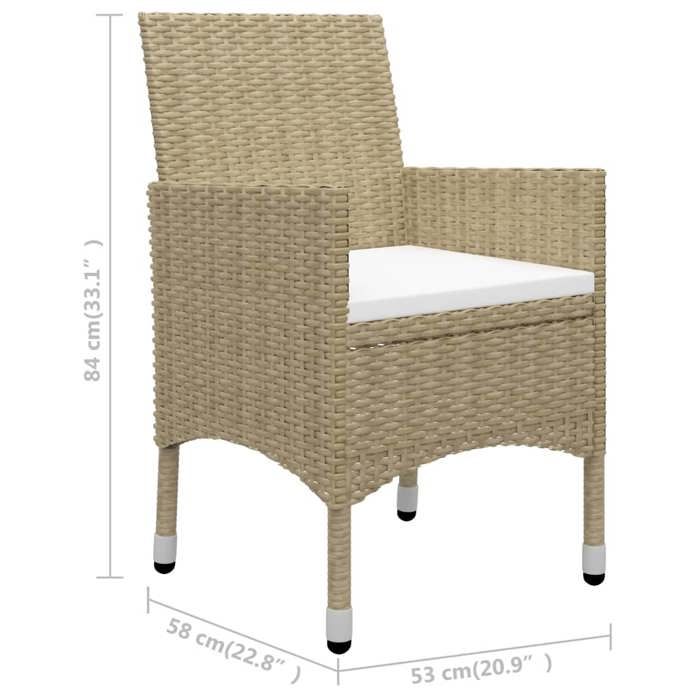 VidaXL Mobilier à Dîner de Jardin 3 pcs Ensemble de Salle à Manger d'Extérieur Mobilier de Patio Terrasse Beige Résine 3058310