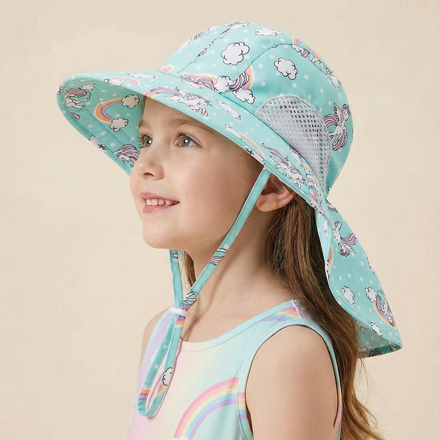 Side net fabric children's sun hat with side mesh, export sun hat, sun protection shawl hat, large brim