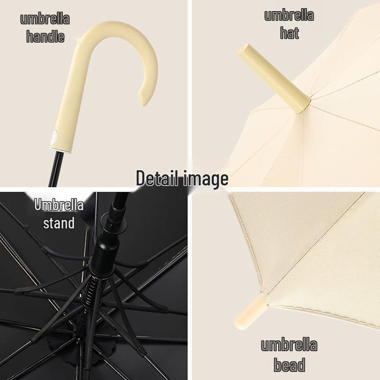 Custom Logo Automatic Umbrella with Straight and Curved Handles – Black UV Protection for Sun and Rain