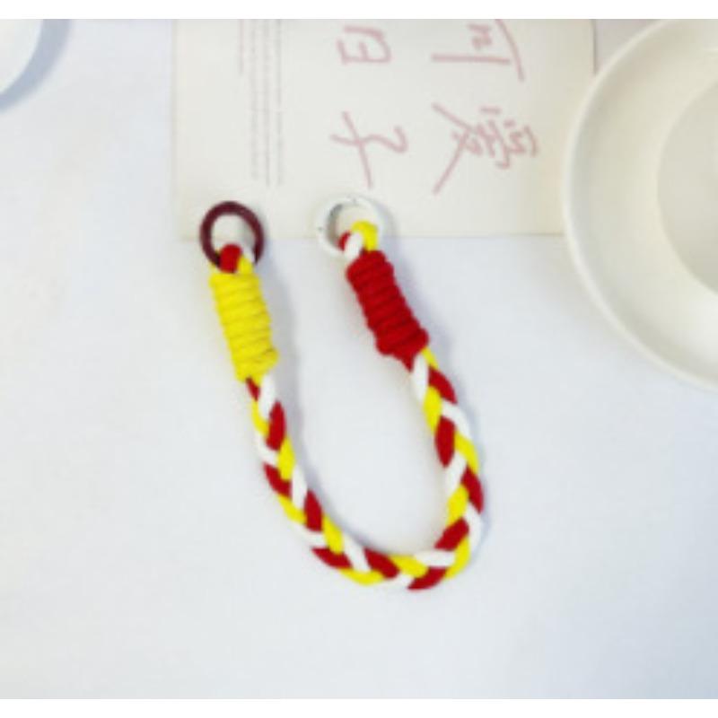 Dopamine Color Braided Three-strand Twist Short Rope Mobile Phone Lanyard Water Cup Keychain Universal Portable