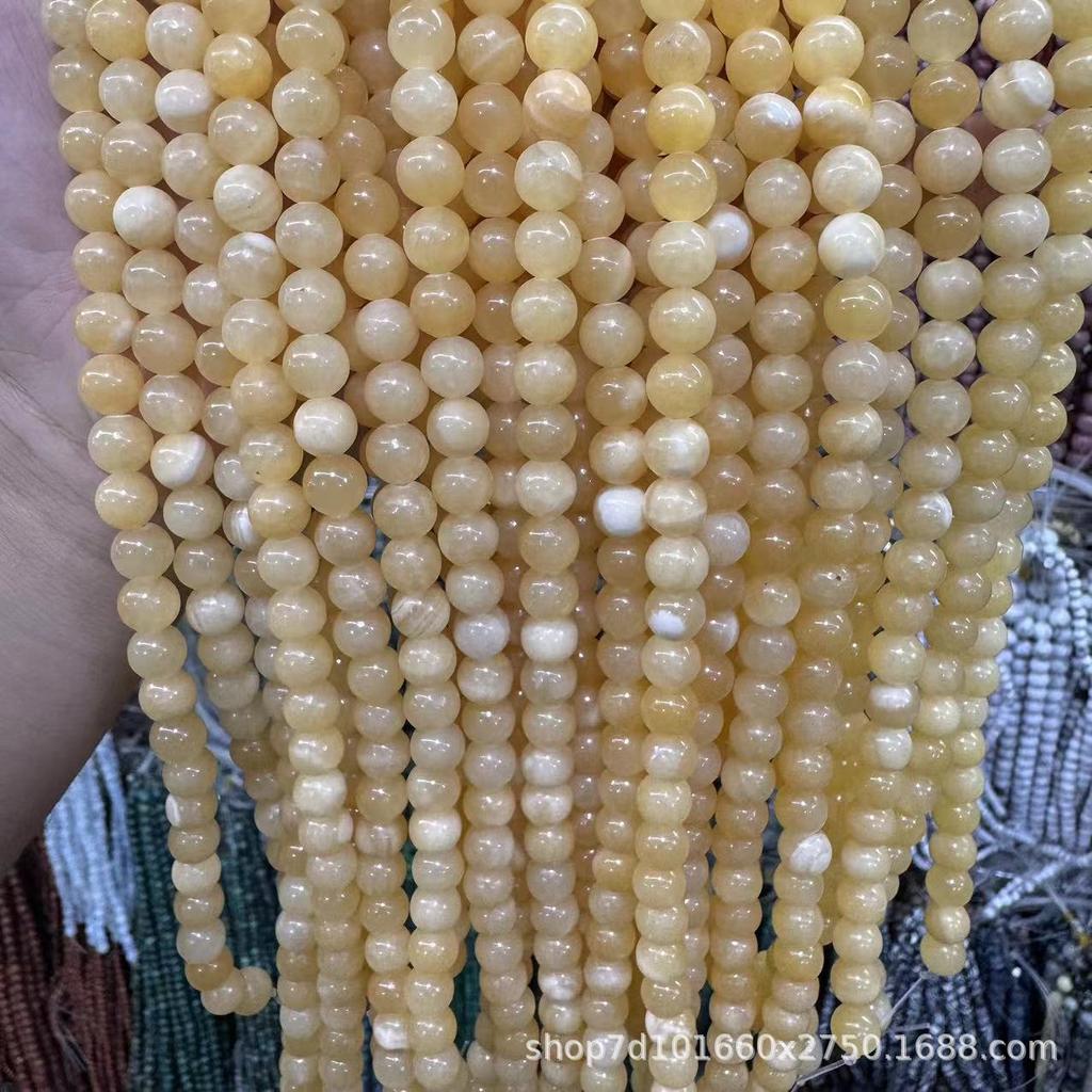 Natural Beige Jade Round Loose Beads - Popular DIY Jewelry Accessories