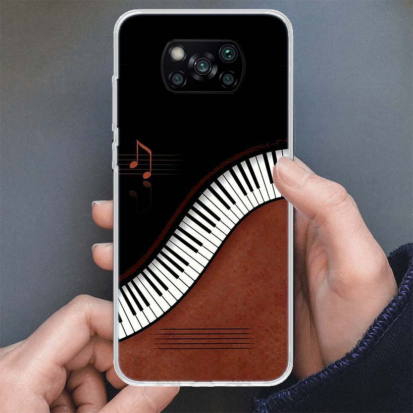 

Music Piano Keyboard Phone Case For Xiaomi Poco X3 Nfc X5 X6 X7 Pro F7 Ultra F6 F5 F4 M5S X4 GT M4 M3 F3 Soft Cover Silicone She Xiaomi Poco F3