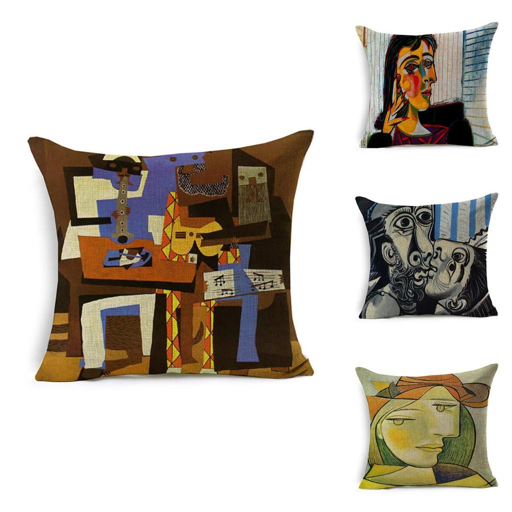 Luxurious Van Gogh Starry Night Square Cushion Covers With Premium Cotton Linen