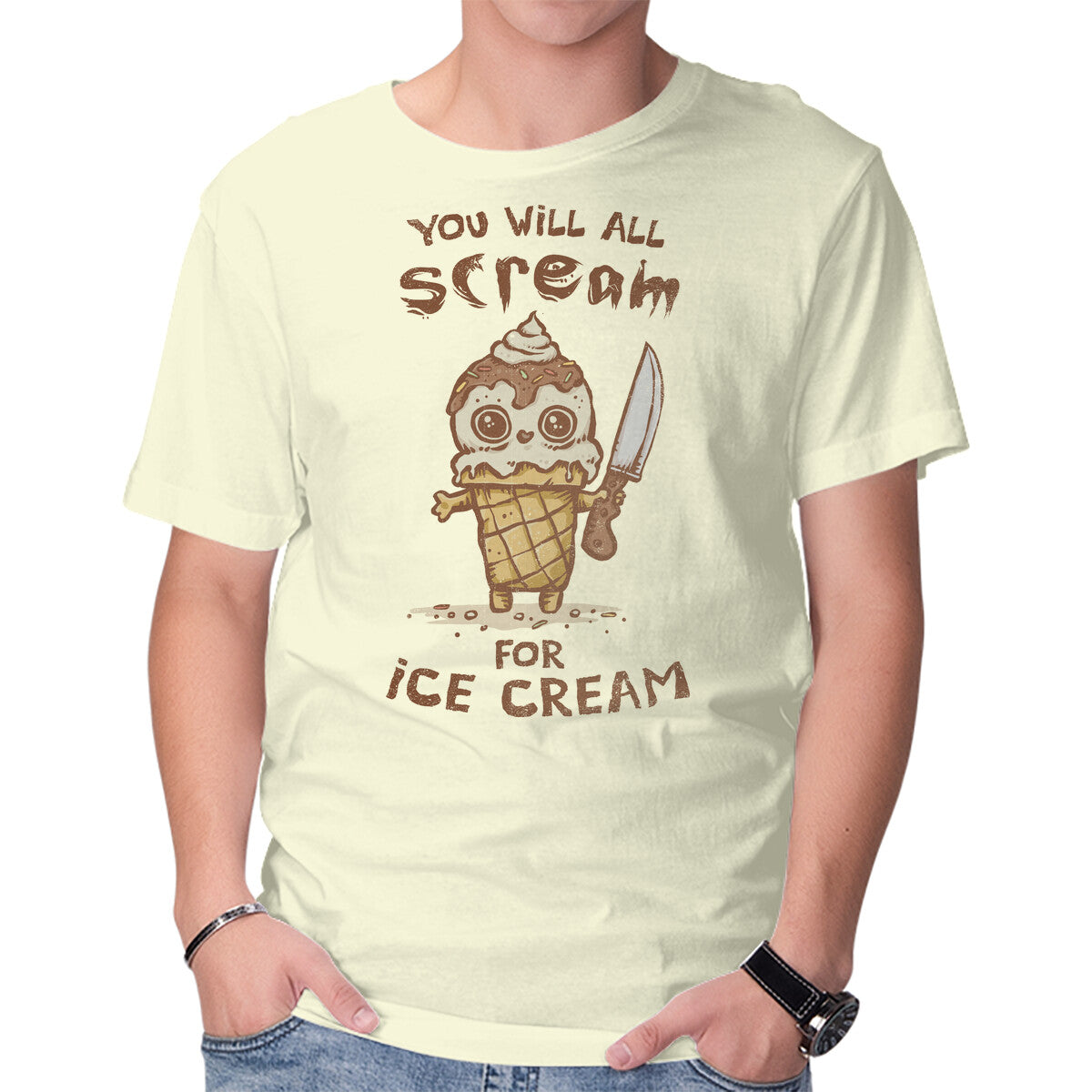 Unisex Crew Neck T-Shirt We All Scream For Ice Cream Graphic Short Sleeve Casual Tee XXL