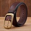 3.8CM Men's Genuine Leather Belt Luxury Designer Brass Pin Buckle Belts Pure Cowskin Vintage Strap Male Jeans Belt for Man