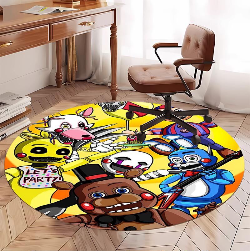 Five Nights at Freddy's Pattern Round Rug, Indoor/Outdoor Mat, for Picnic, Gameroom, Bedroom, Office, Living Room, Home Decor Carpet, Birthday Gift
