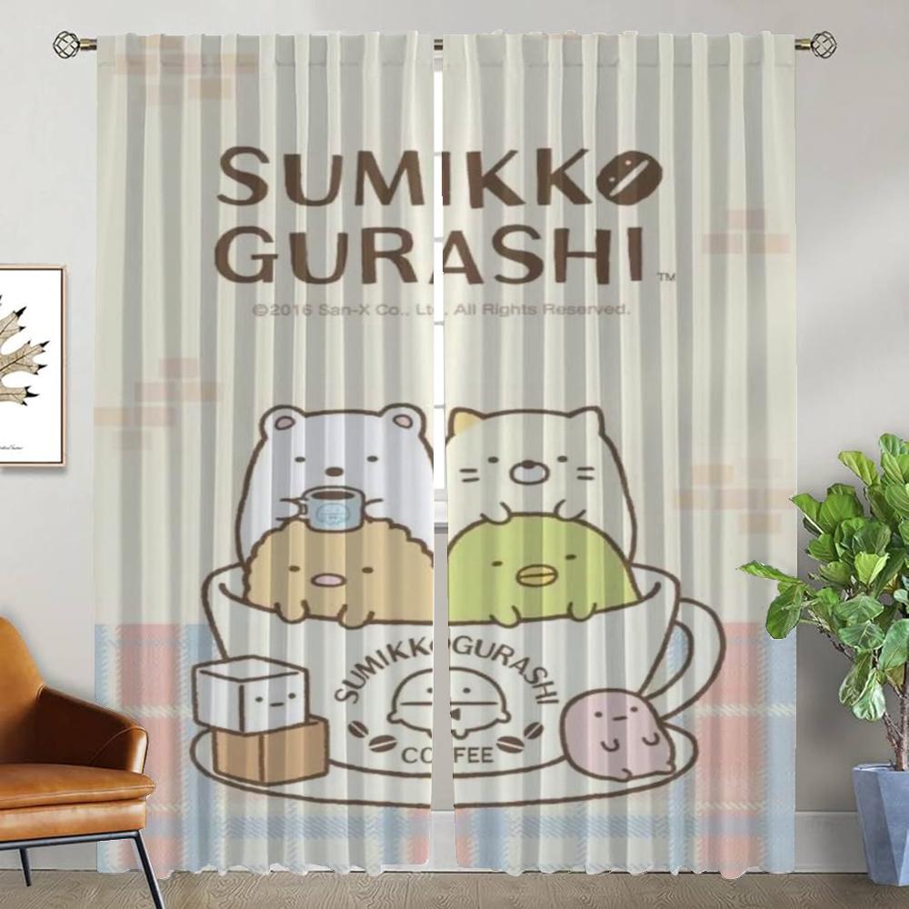 

Современные шторы для гостиной для камеры Sumikko Gurashi кухонные шторы 2 штуки затемняющая штора перегородка тюль для спальни W50xH70cmx2pcs-CL