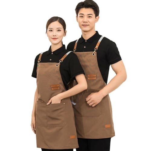 

deoway Women s and Men s Adjustable Apron, Stylish H-Shaped Apron with Pockets, Wrinkle-Resistant, Cafe-Style, and Waterproof Design (Coconut Brown)