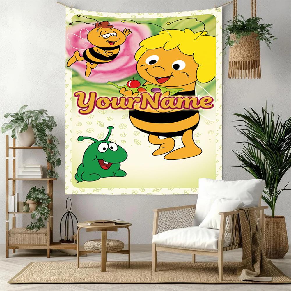 Biene Maja Custom Your Name Wall Decor Tapestry Art For Pet Memorial Birthdaywedding Party Backdrop Family Gift