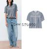 Women's Spring Clothing Minimalist Style Pleated Cuff Flower Embroider Short Sleeve Round Lapel Shirt Tops 7521060