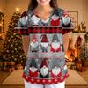 Women's Casual Fashion Printed Neck Top with Three-Quarter Sleeves for Christmas