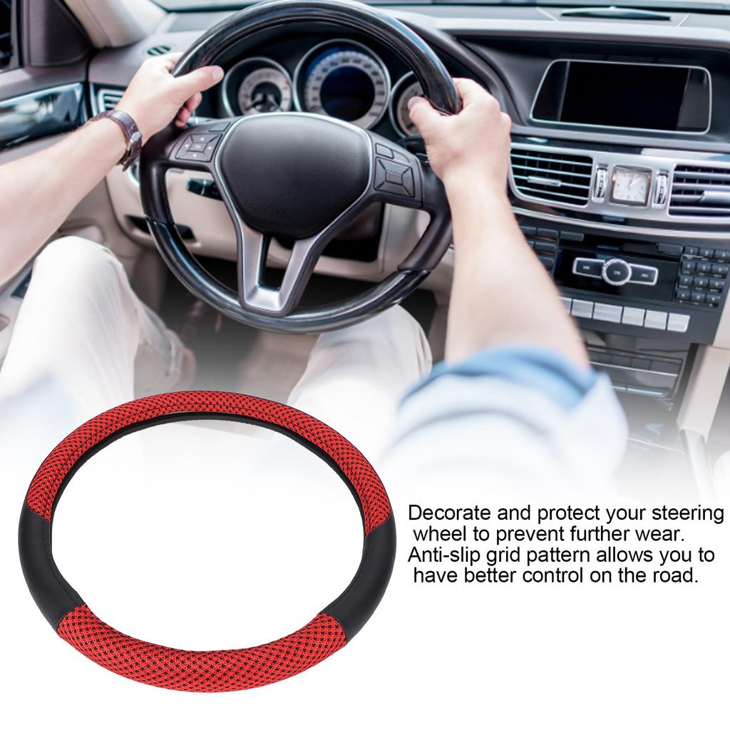 15in Car Steering Wheel Cover Protector Artificial Leather   for Diameter 14.5‑15in Modification