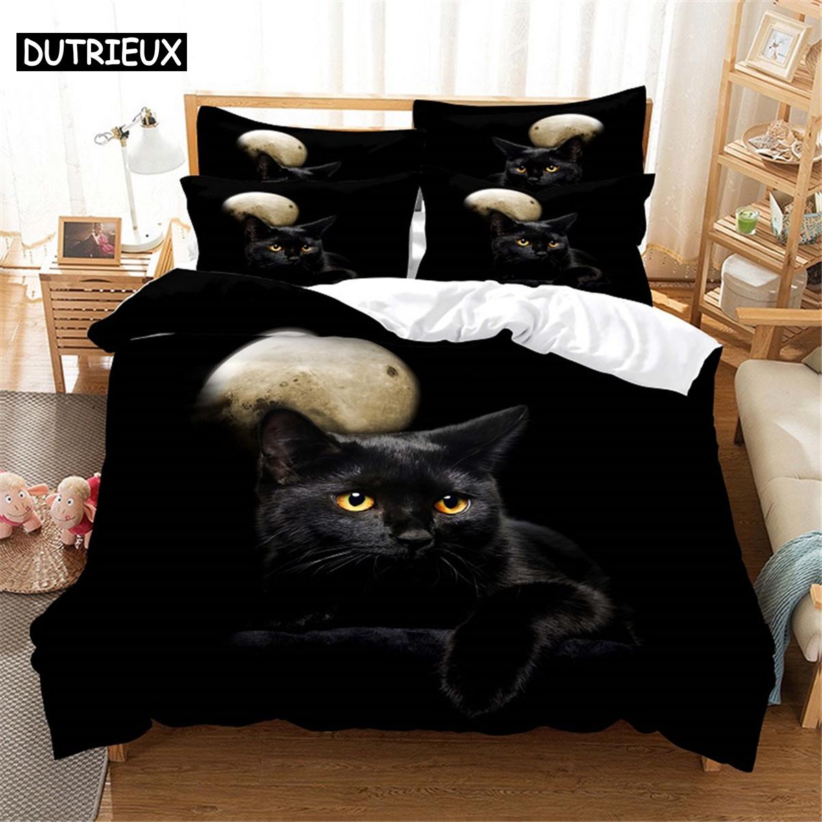 

Комплект постельного белья с изображением кота 3D Queen Bedding Duvet Cover Set Bedding Bed Cover Cotton Queen Bed Cover Set Bed Set Bedding 140x200cm 3pcs&set