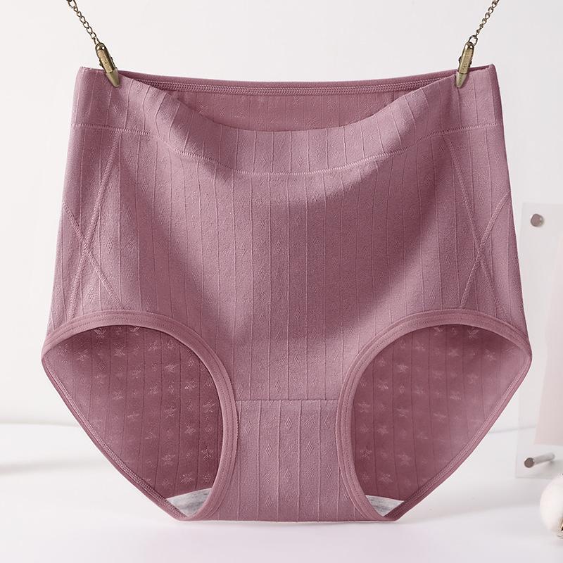 Big Size Female Spring and Autumn Lace Cotton High Waist Breathable Briefs
