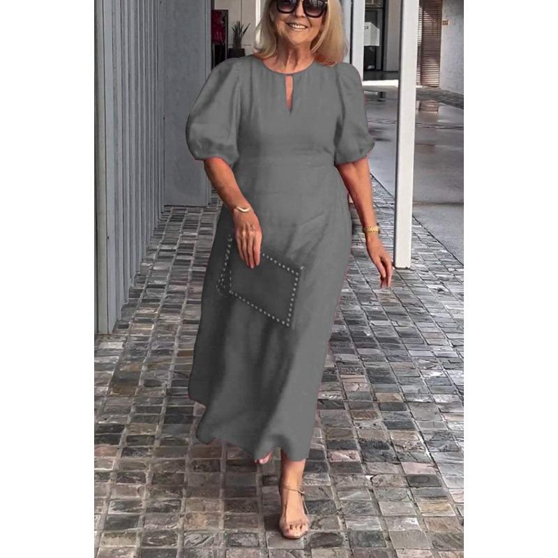 DAFIFY Moteriškos mados vasaros pavasario vienspalvės spausdintos kasdieninės suknelės trumpomis rankovėmis O formos iškirpte aukštu juosmeniu