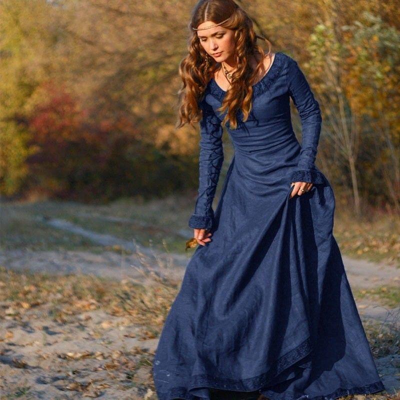 Buy Linen Dress Princess Renaissance Vintage Style Gothic Autumn Women  Medieval Clothing at affordable prices  free shipping, real reviews with  photos  Joom