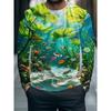 Herren Langarm-T-Shirt mit 3D-Streifendruck, bequem, atmungsaktiv und vielseitiges Herren-Oberteil
