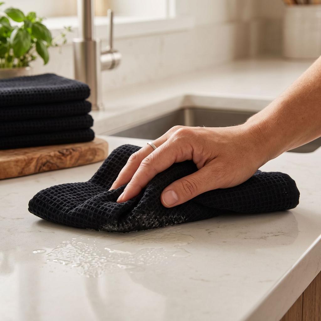 Cotton Weave Kitchen Dish Cloth, Ultra Soft Absorbent Quick-Dry Dish Towel, 12*12 Inches, Dark Gray, 6 Pack for Kitchen, Home Cleaning, Bathroom