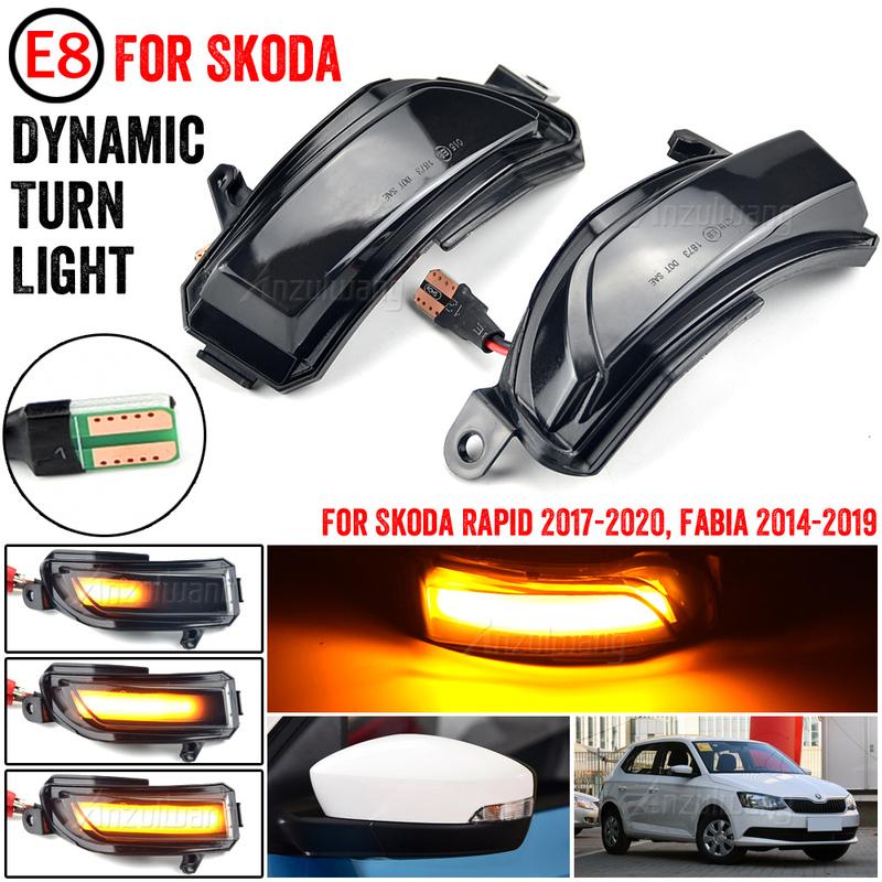 Side Wing Mirror Indicator Dynamic Turn Signal LED Light For Skoda Fabia 2014 2015 2016 2017 2018 Rapid 2017-