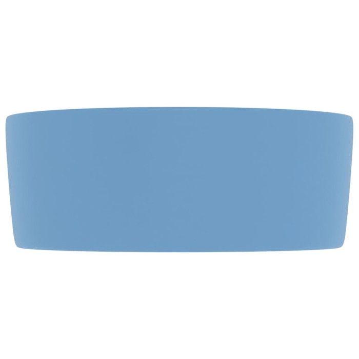 VidaXL Lavabo Rond de Luxe Vasque à Poser de Toilette Lave-mains de Salle de Bain Vestiaire Cuisine Maison Intérieur Bleu 147011