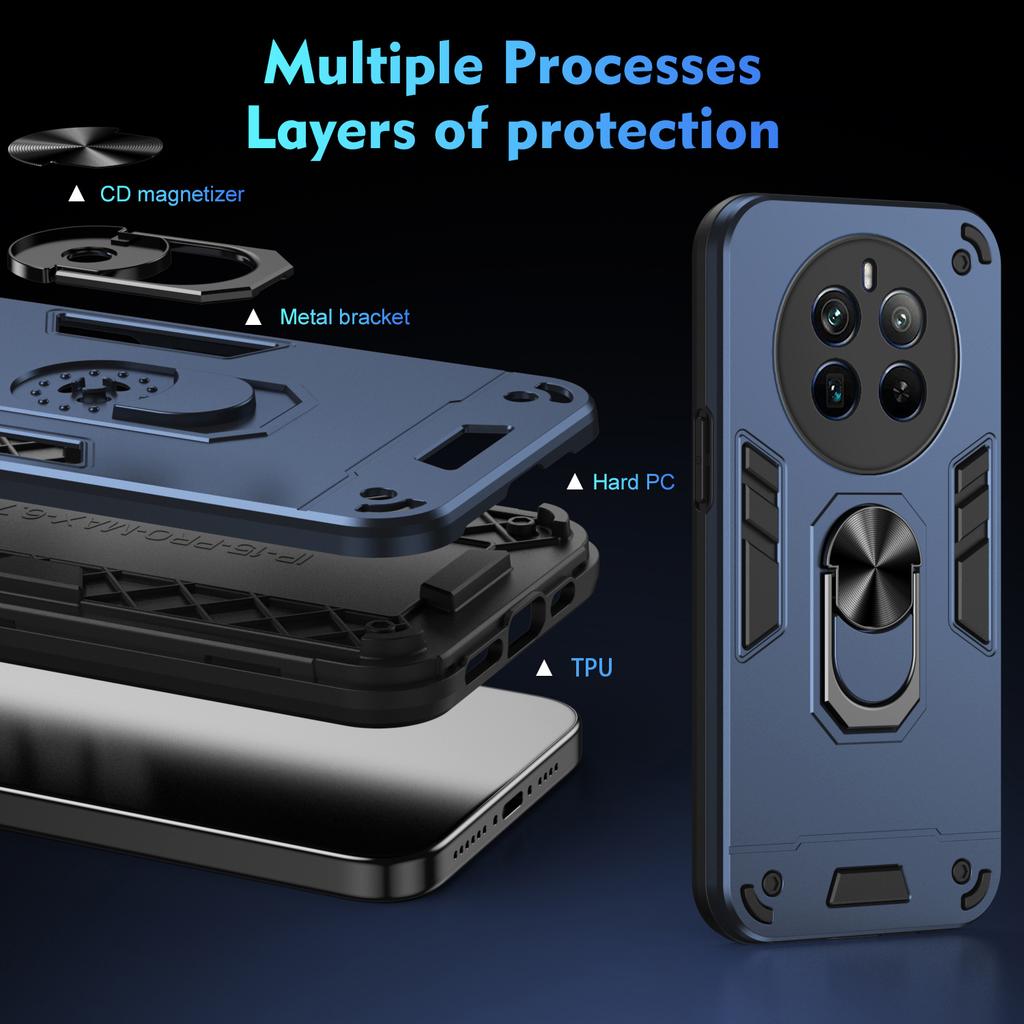 For Realme 12 Pro 5G/12 Pro+ 5G Case Kickstand PC+TPU Anti-Fall Protection Phone Cover