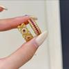 Micro-inlaid zircon hollow flower window opening ring light luxury niche fashion versatile temperament jewelry