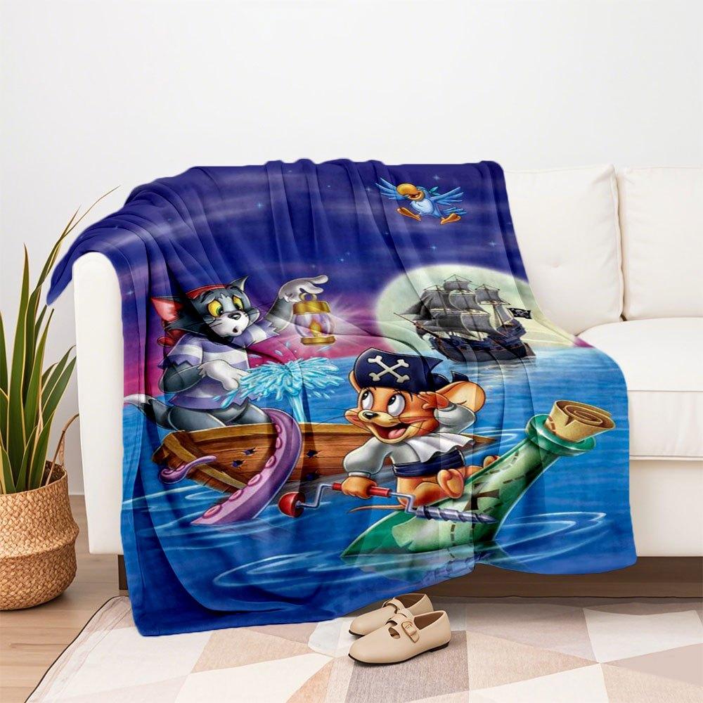 Tom & Jerry Puzzle - Piratenabenteuer (300 Stück)Decke Flanell Überwurfdecke für Sofa, Bett, Reisen, Camping, Büro