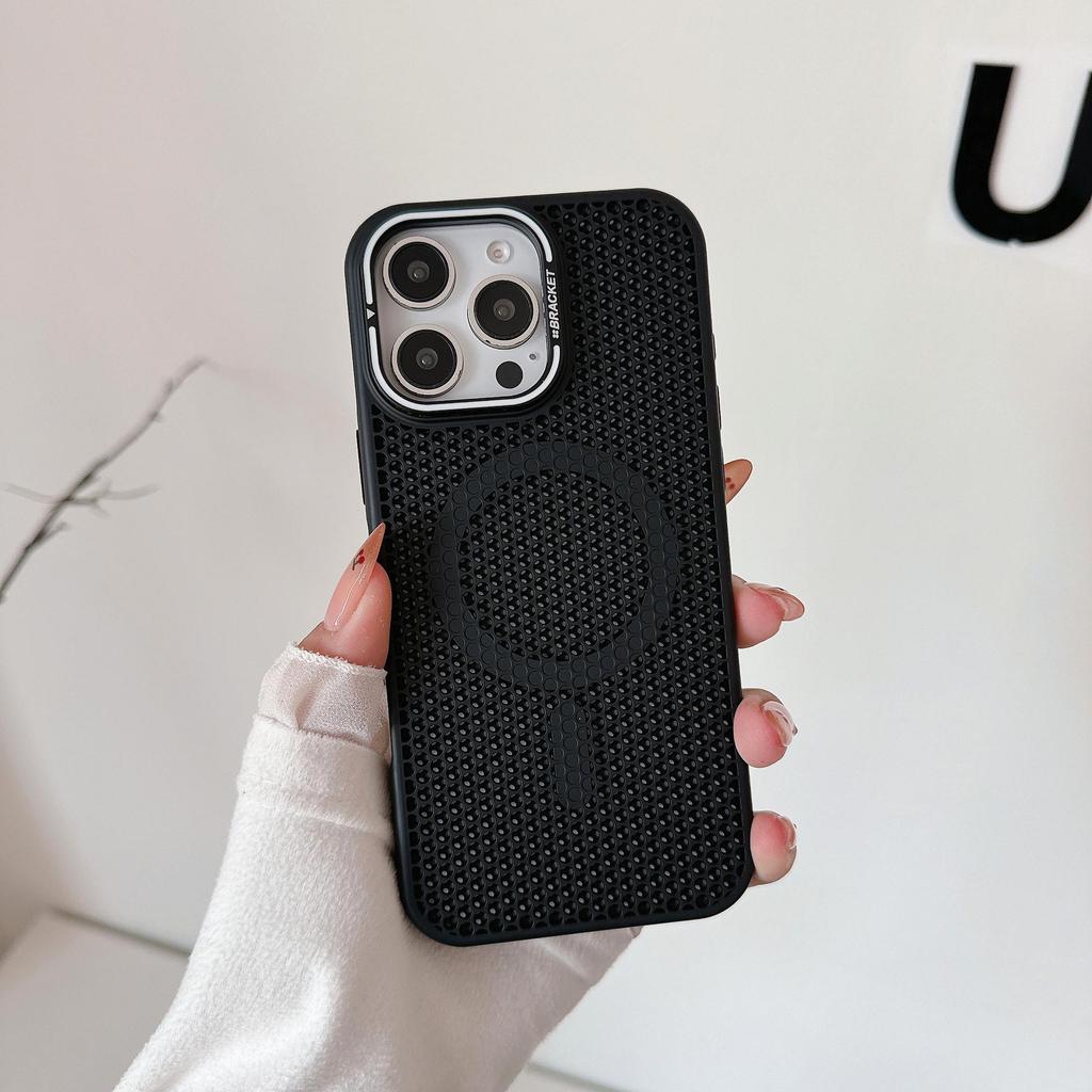 Honeycomb Heat Dissipation Magnetic Case for iPhone 16 Pro Max, Compatible with Apple 15 Lens and 14 Mesh Stand