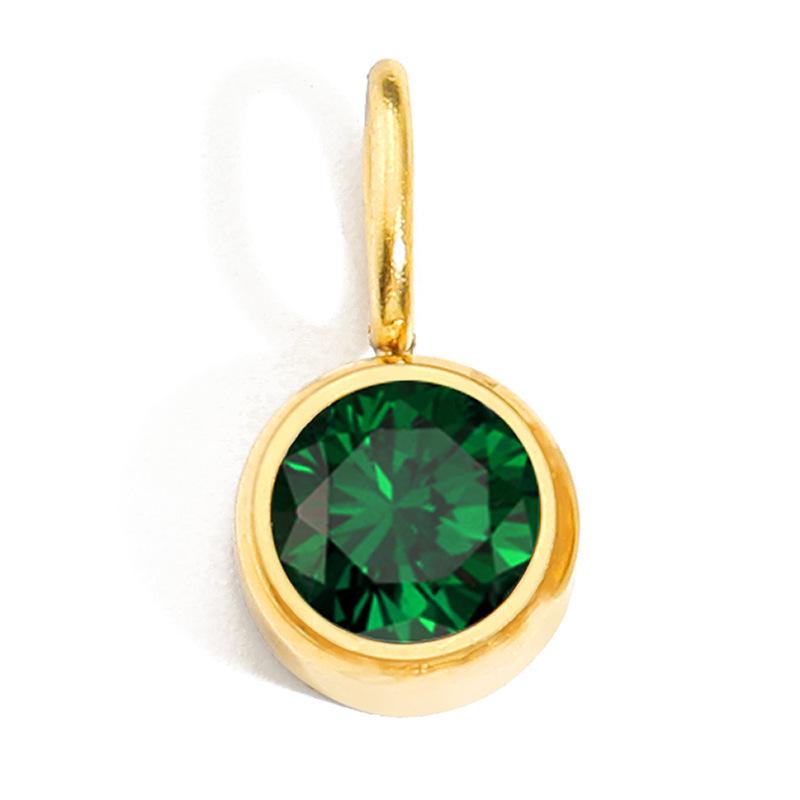 8mm Stainless Steel Pendant with Twelve Birthstone Rhinestone Charms for DIY Jewelry
